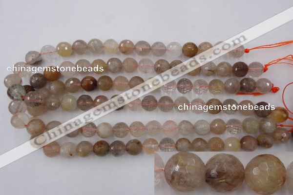 CRU404 15.5 inches 12mm faceted round Multicolor rutilated quartz beads