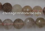 CRU405 15.5 inches 14mm faceted round Multicolor rutilated quartz beads