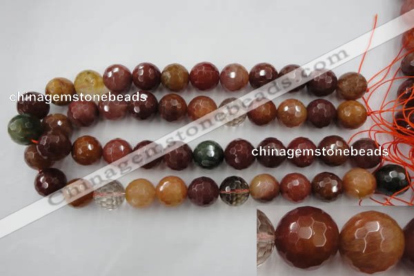 CRU416 15.5 inches 16mm faceted round Multicolor rutilated quartz beads