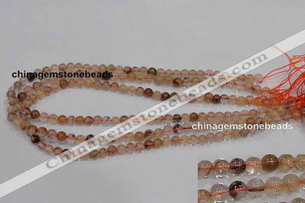 CRU452 15.5 inches 6mm round Multicolor rutilated quartz beads