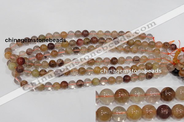 CRU454 15.5 inches 9mm round Multicolor rutilated quartz beads