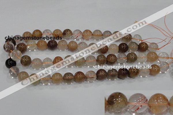 CRU457 15.5 inches 14mm round Multicolor rutilated quartz beads