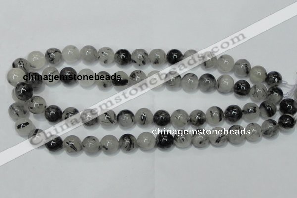 CRU50 15.5 inches 4mm round black rutilated quartz beads wholesale