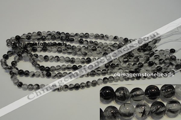 CRU501 15.5 inches 6mm round black rutilated quartz beads wholesale