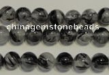 CRU502 15.5 inches 8mm round black rutilated quartz beads wholesale