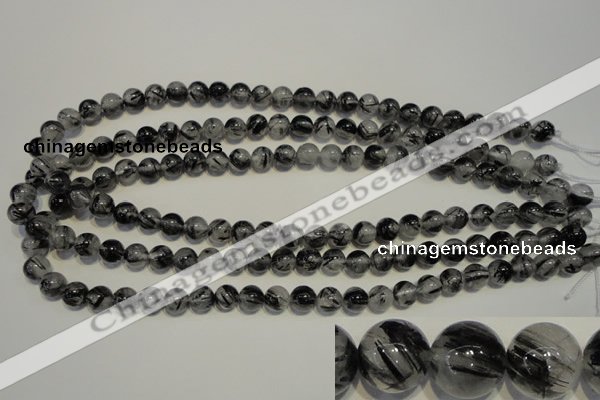 CRU502 15.5 inches 8mm round black rutilated quartz beads wholesale