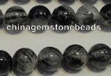 CRU504 15.5 inches 12mm round black rutilated quartz beads wholesale