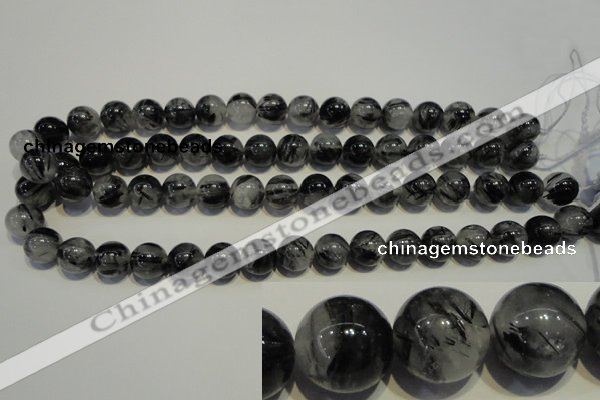 CRU504 15.5 inches 12mm round black rutilated quartz beads wholesale