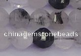 CRU522 15.5 inches 8mm faceted round black rutilated quartz beads