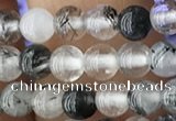 CRU535 15.5 inches 4mm round black rutilated quartz beads wholesale