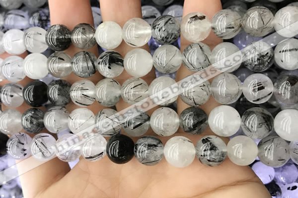 CRU538 15.5 inches 10mm round black rutilated quartz beads wholesale