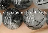 CRU540 15.5 inches 12mm round black rutilated quartz beads wholesale