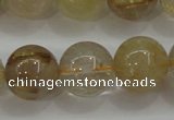 CRU554 15.5 inches 12mm round golden rutilated quartz beads