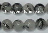 CRU56 15.5 inches 16mm round black rutilated quartz beads wholesale