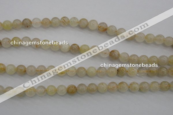 CRU582 15.5 inches 8mm round golden rutilated quartz beads