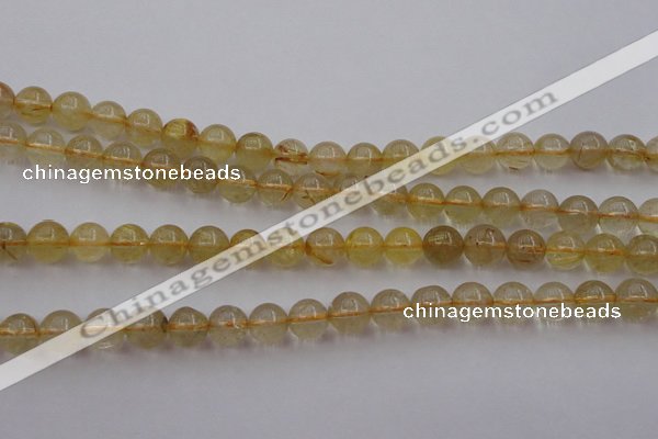 CRU602 15.5 inches 8mm round golden rutilated quartz beads