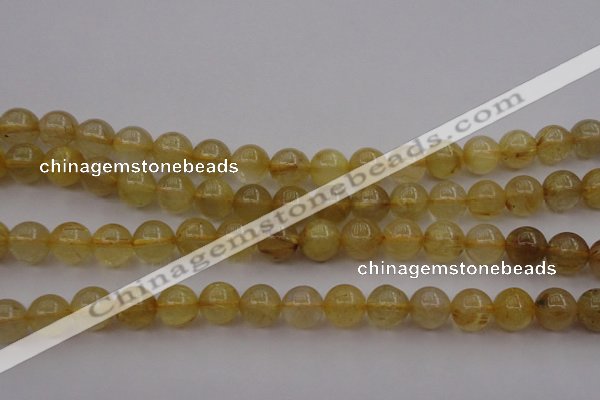 CRU603 15.5 inches 9mm round golden rutilated quartz beads