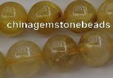 CRU606 15.5 inches 12mm round golden rutilated quartz beads