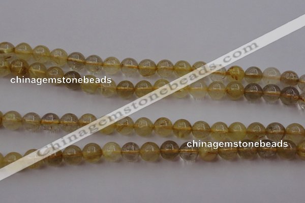 CRU612 15.5 inches 8mm round golden rutilated quartz beads