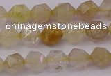 CRU621 15.5 inches 6mm faceted nuggets golden rutilated quartz beads