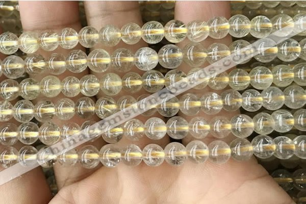 CRU629 15.5 inches 6mm round golden rutilated quartz beads