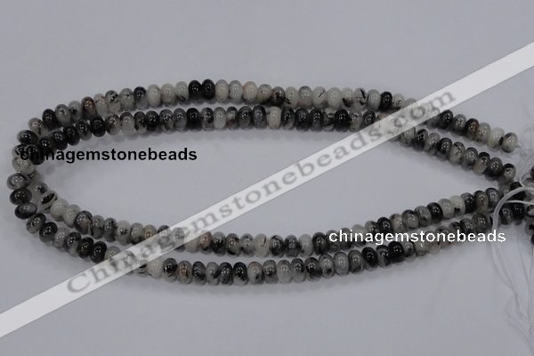 CRU63 15.5 inches 5*8mm rondelle black rutilated quartz beads