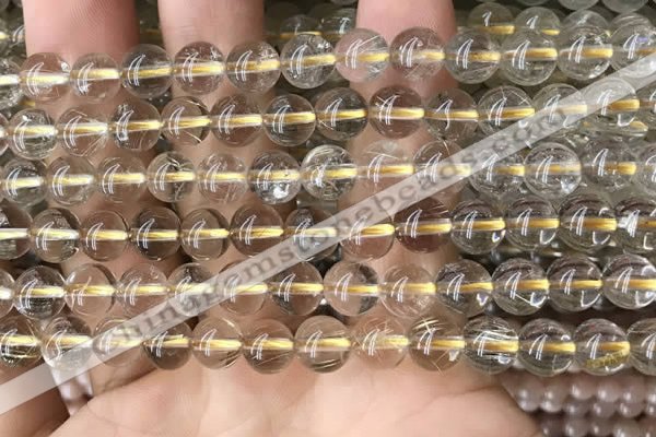 CRU630 15.5 inches 7mm round golden rutilated quartz beads