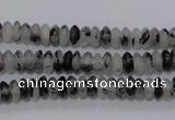 CRU64 15.5 inches 3*6mm rondelle black rutilated quartz beads