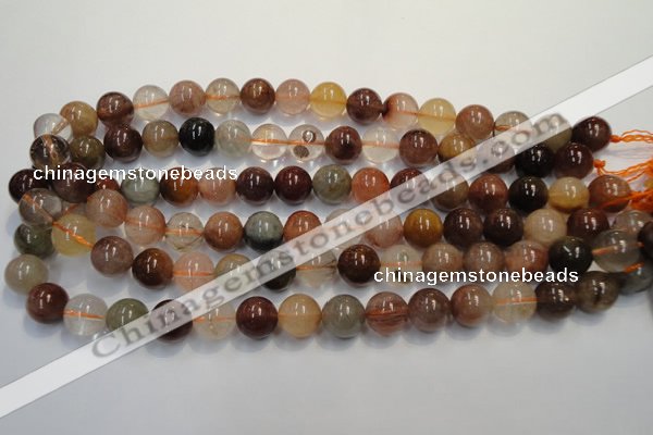 CRU655 15.5 inches 12mm round Multicolor rutilated quartz beads