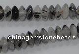 CRU66 15.5 inches 5*10mm rondelle black rutilated quartz beads