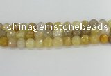 CRU669 15.5 inches 10mm faceted round golden rutilated quartz beads