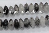 CRU67 15.5 inches 6*12mm rondelle black rutilated quartz beads