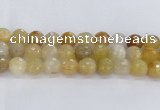 CRU671 15.5 inches 14mm faceted round golden rutilated quartz beads