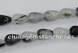 CRU68 15.5 inches 8*12mm teardrop black rutilated quartz beads