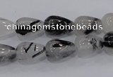 CRU69 15.5 inches 10*14mm teardrop black rutilated quartz beads