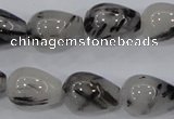 CRU70 15.5 inches 13*18mm teardrop black rutilated quartz beads