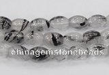 CRU71 15.5 inches 8*10mm rice black rutilated quartz beads wholesale