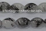 CRU72 15.5 inches 12*16mm rice black rutilated quartz beads wholesale