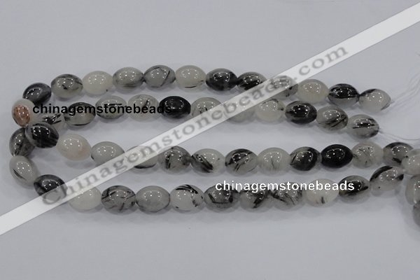 CRU72 15.5 inches 12*16mm rice black rutilated quartz beads wholesale