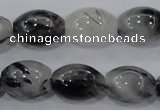 CRU73 15.5 inches 13*18mm rice black rutilated quartz beads wholesale