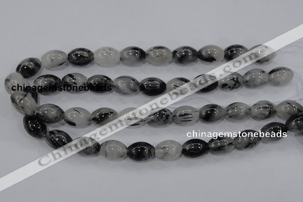 CRU73 15.5 inches 13*18mm rice black rutilated quartz beads wholesale