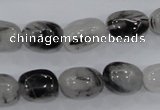 CRU77 15.5 inches 10*14mm nugget black rutilated quartz beads