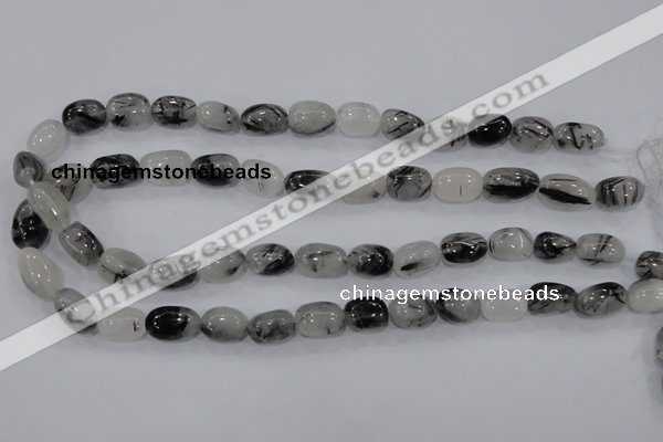 CRU77 15.5 inches 10*14mm nugget black rutilated quartz beads