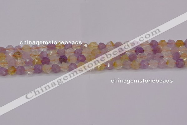 CRU771 15.5 inches 6mm faceted nuggets lavender amethyst & citrine beads