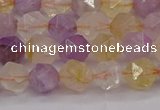 CRU772 15.5 inches 8mm faceted nuggets lavender amethyst & citrine beads