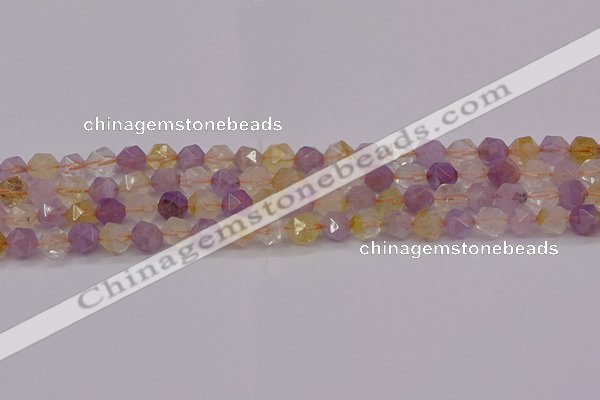 CRU772 15.5 inches 8mm faceted nuggets lavender amethyst & citrine beads