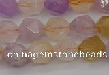 CRU773 15.5 inches 10mm faceted nuggets lavender amethyst & citrine beads
