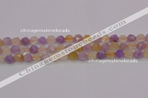 CRU773 15.5 inches 10mm faceted nuggets lavender amethyst & citrine beads