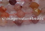 CRU776 15.5 inches 6mm faceted nuggets mixed rutilated quartz beads