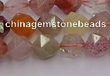 CRU777 15.5 inches 8mm faceted nuggets mixed rutilated quartz beads